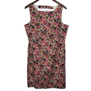 Lori Michaels Loti M Collection Floral Pattern Cutout Back Midi Dress L